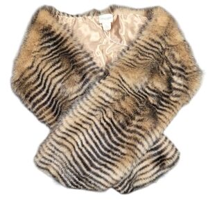 Chico's Faux Fur Zebra Print Wrap 50"×8"